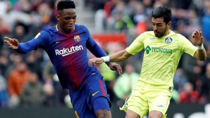 Yerry Mina debutó como titular en el empate de FC Barcelona y Getafe
