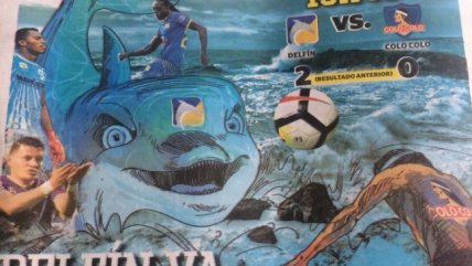 La original portada con la que promocionan en Ecuador el choque entre Delfín y Colo Colo