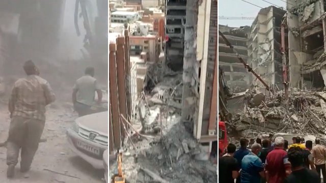 Video Tragedia En Ir N Derrumbe De Edificio Deja Muertos Heridos Y