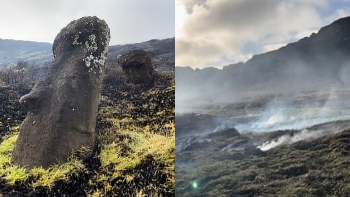 Daño irreparable Incendio en Rapa Nui quemó varios moais y más de 60