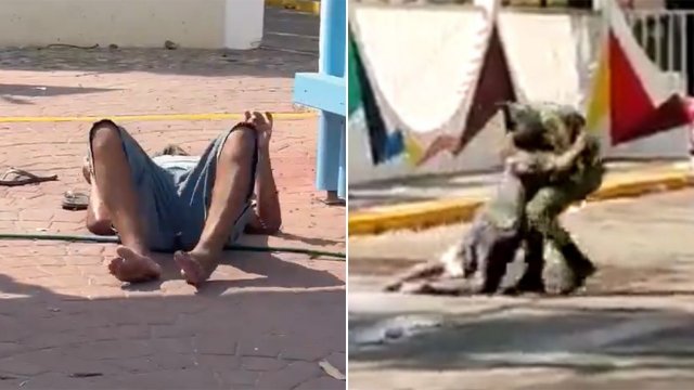 Video Soldado salvó a un hombre que fue atacado por un enjambre de