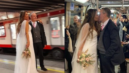  Pareja de recién casado viajó en Metro para ir a su fiesta de matrimonio  