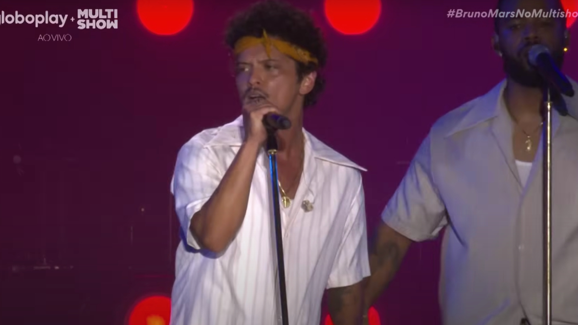 Bruno Mars durante un reciente show en Brasil
