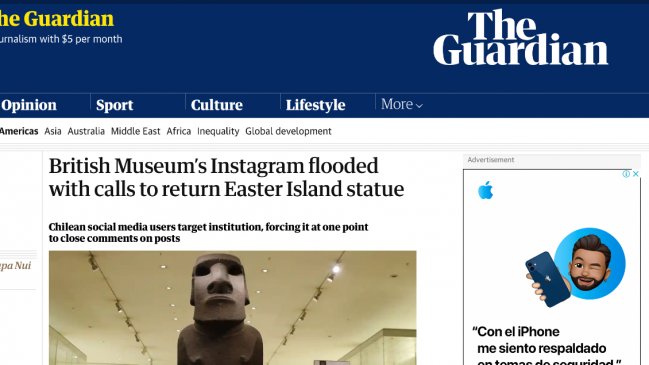  The Guardian reportó que chilenos colapsaron Instagram del Museo Británico  