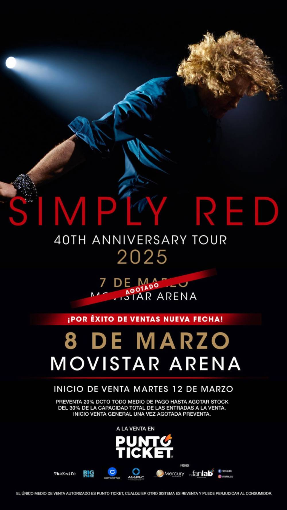 el poster del concierto del segundo concierto de simply red en chile para 2025