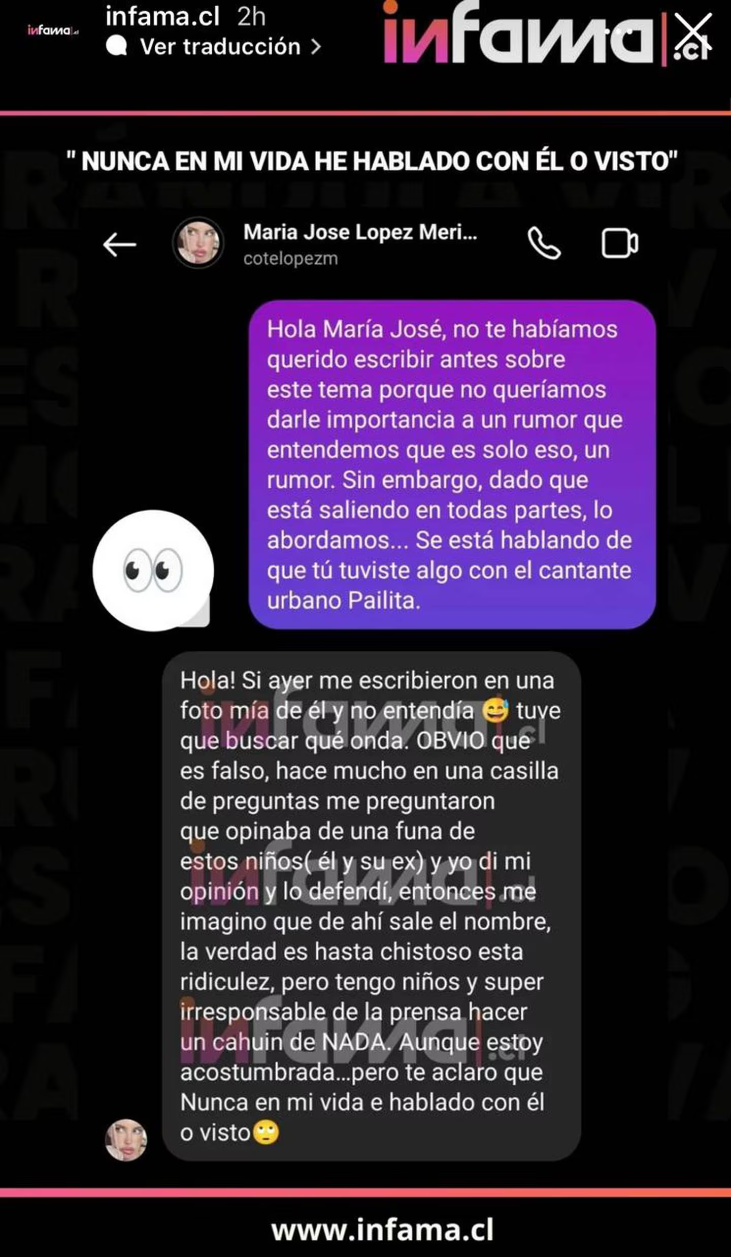 Coté López desmintió relación sentimental con Pailita