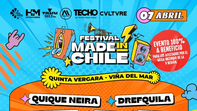   Festival Made In Chile será totalmente a beneficio de damnificados por incendios 