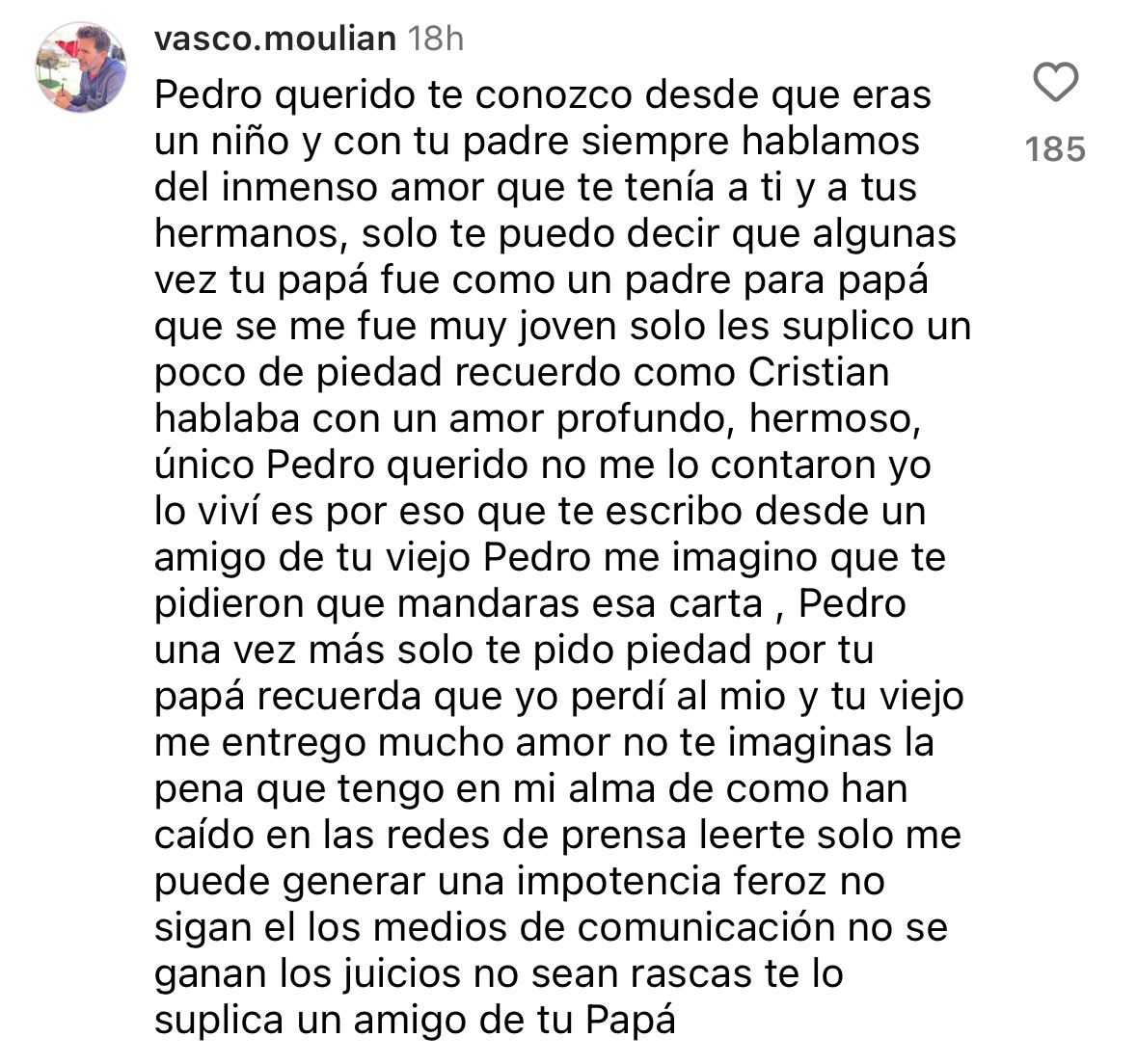 Vasco Moulian defendió a Cristián Campos en posteo de Pedro Campos