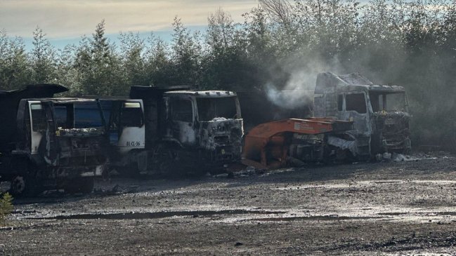   Atentado incendiario deja 10 camiones destruidos en Lautaro 
