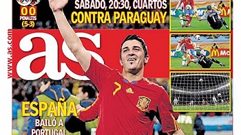 David Villa repitió su protagonismo en las portadas de los diarios españoles