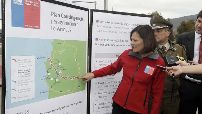 MOP entregó plan de cortes de tránsito y desvíos para peregrinación a Lo Vásquez