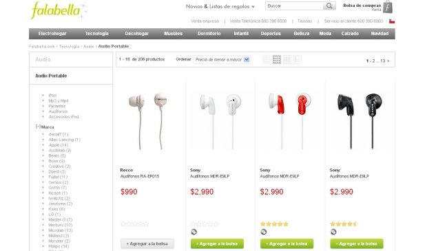 Sernac pidió información a Falabella por error en precios de audífonos