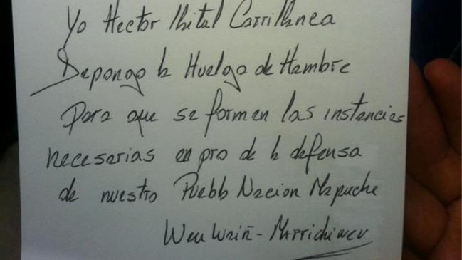 Dirigente mapuche Héctor Llaitul puso fin a su huelga de hambre