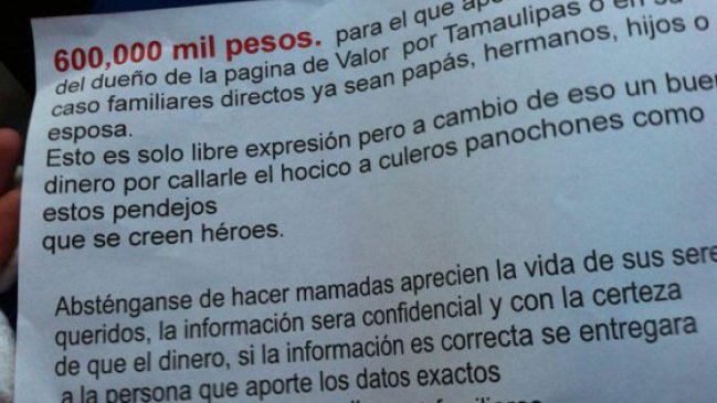 Narcos mexicanos ofrecen millonaria recompensa por cabeza de tuitero