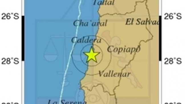 Sismo de 4,5 grados Richter remeció a Atacama