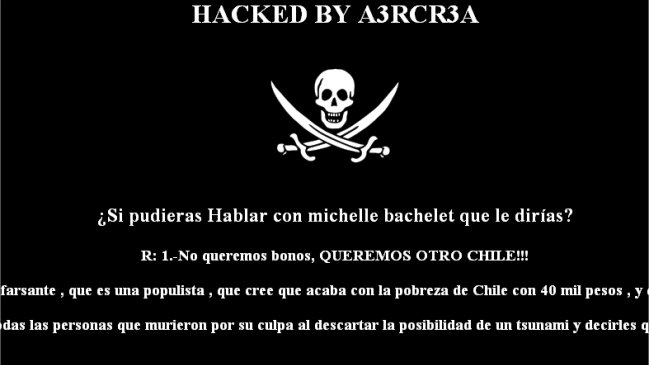 Hackean sitio del PPD con mensaje en contra de Bachelet