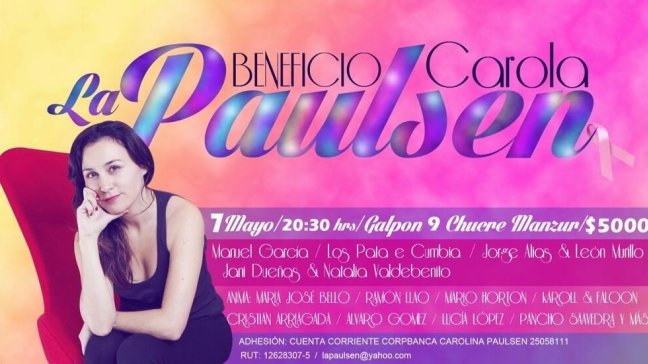 Evento solidario en beneficio de la actriz Carolina Paulsen se realizará este martes