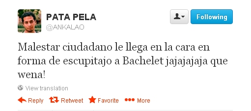 Vocero de Gómez festinó con escupitajo a Bachelet