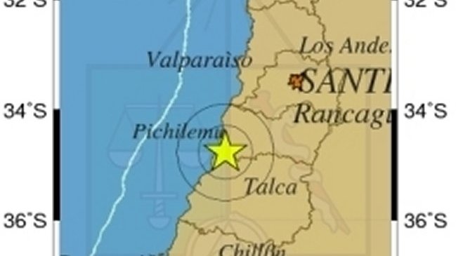 Sismo de menor intensidad en las regiones Metropolitana, O'Higgins y del Maule