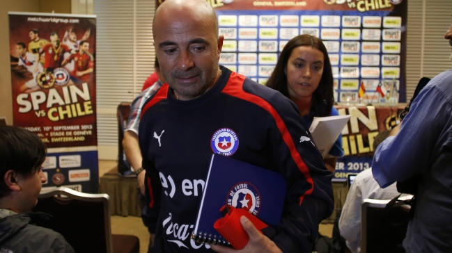 La conferencia de prensa de Sampaoli, Bravo y Sánchez en Suiza