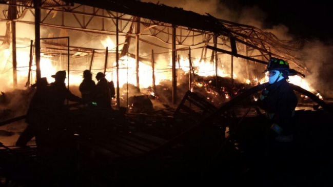 Incendio consume bodega de acopio de maderas en Rancagua