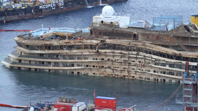 El Costa Concordia fue enderezado 21 meses después del naufragio