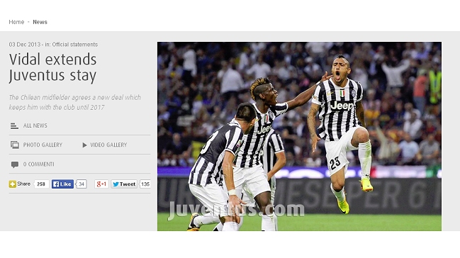 Juventus oficializó la extensión del contrato de Arturo Vidal