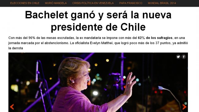 Medios internacionales destacaron avasalladora victoria de la socialista Bachelet