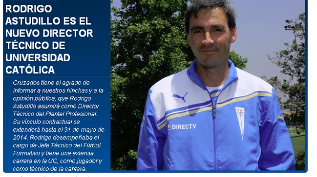 Rodrigo Astudillo fue confirmado como DT de la UC
