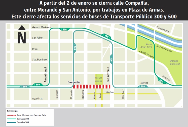 Estos son los desvíos en el centro de Santiago desde este jueves