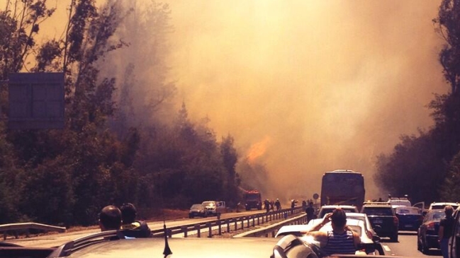 Incendio forestal cortó tránsito en la Ruta 68