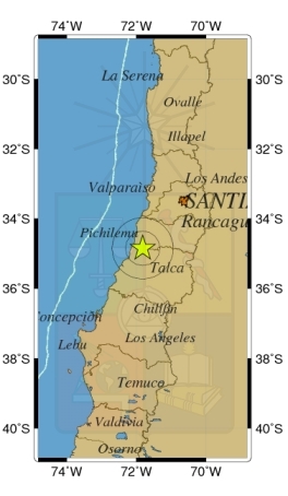 Temblor afectó esta mañana a las regiones de O'Higgins y el Maule
