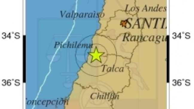 Temblor afectó esta mañana a las regiones de O'Higgins y el Maule