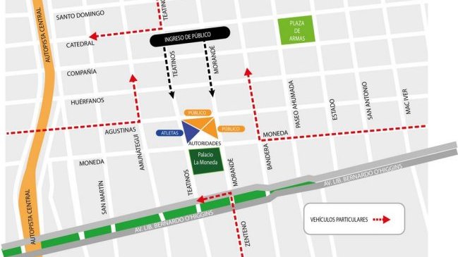 Clausura de los Odesur obligará a desviar el tránsito en el centro de Santiago