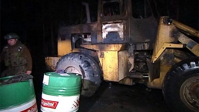Desconocidos quemaron maquinaria en La Araucanía