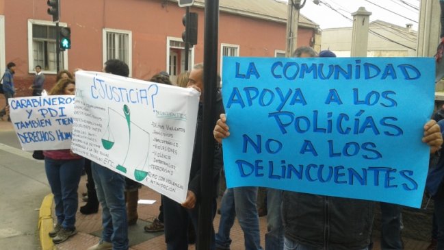 Familiares de funcionarios PDI procesados se manifestaron en La Serena