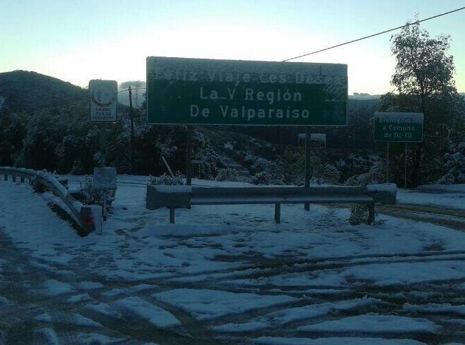 Nieve, lluvias y truenos en la Región de Valparaíso