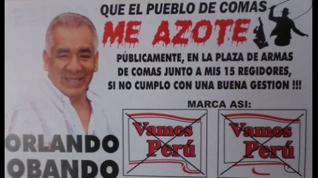 Candidato peruano pidió que lo azoten si no cumple promesas de campaña