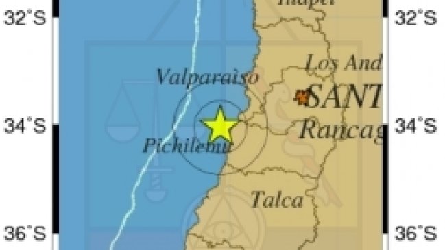 Sismo de magnitud 4,6 Richter sacudió a las regiones de Valparaíso y O'Higgins