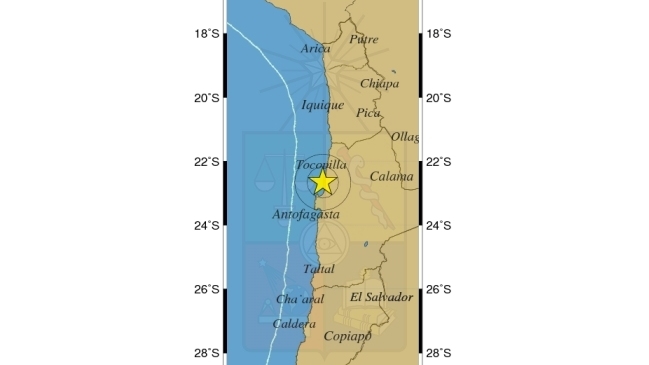Sismo de mediana intensidad se registró en la Región de de Antofagasta