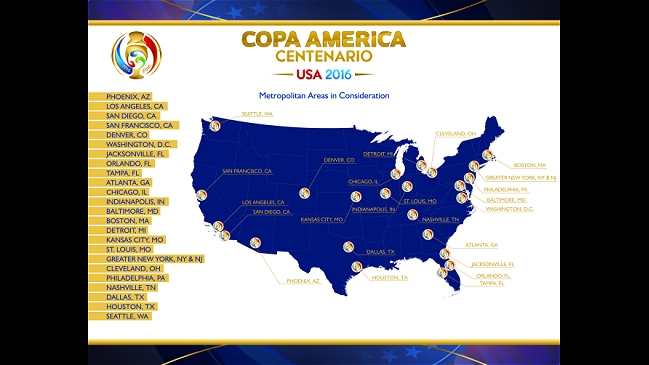 Veinticuatro ciudades quieren ser sedes de la Copa América EE.UU. 2016