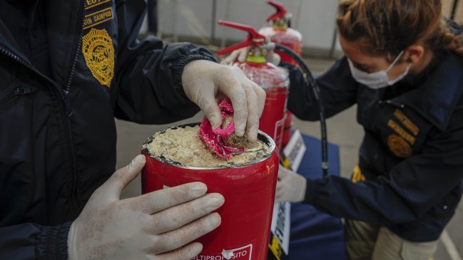 PDI decomisó cocaína que llegó a Santiago en extintores