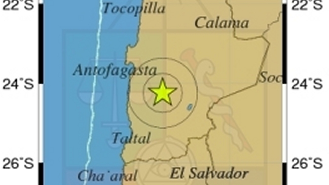 Temblor de magnitud 4,3 se registró en la Región de Antofagasta