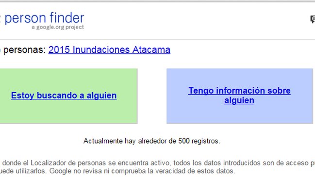 Google habilitó servicio para búsqueda de personas en Atacama