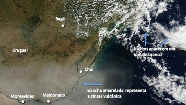 Cenizas del Calbuco llegaron a Uruguay y el sur de Brasil