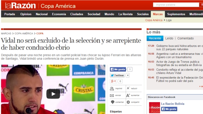 Prensa internacional: El escándalo de Arturo Vidal sacudió a Chile