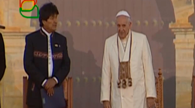 Evo Morales al papa Francisco: Bienvenido a una patria mutilada por la invasión