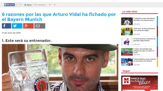 Marca ironizó con el fichaje de Arturo Vidal por FC Bayern Munich