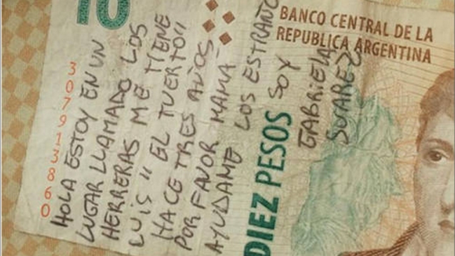 Argentina: Investigan pedido de auxilio que apareció en un billete