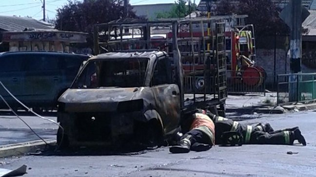 Camión repartidor de gas se incendió en Maipú